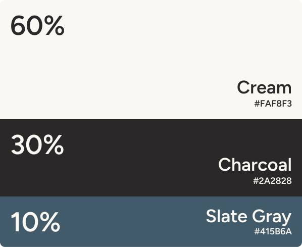 Brikk Color Palette — Cream, Charcoal, Slate Gray