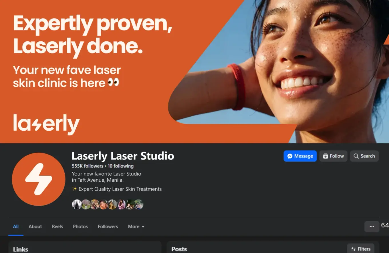 Laserly Facebook page mockup