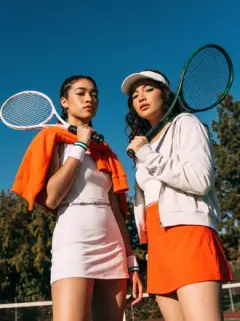 Laserly grid post — two friends with tennis rackets