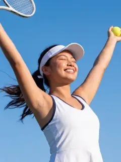 Laserly grid post — woman celebrating on court